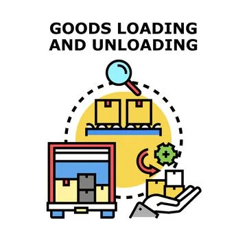 Goods loading and unloading operations concept illustration Stock Illustration