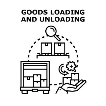 Goods loading and unloading operations concept illustration Stock Illustration