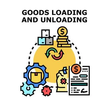 Goods loading unloading logistic inventory management process Stock Illustration