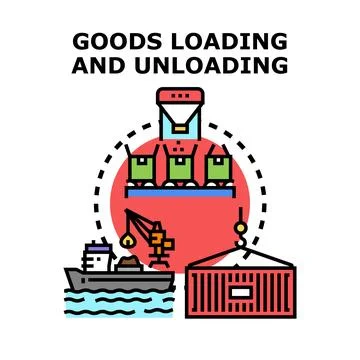 Goods loading unloading operation logistics supply chain concept イラスト素材