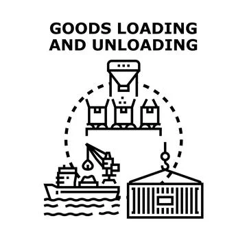 Goods loading unloading operation logistics supply chain concept イラスト素材