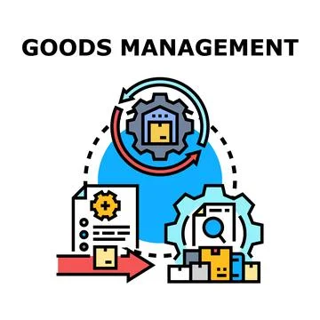 Goods management concept with logistics and supply chain process Stock Illustration