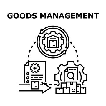 Goods management concept with logistics and supply chain process Stock Illustration
