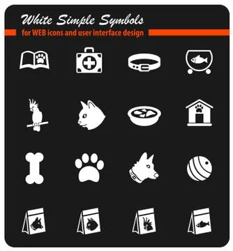 Goods for pets icon set Stock Illustration