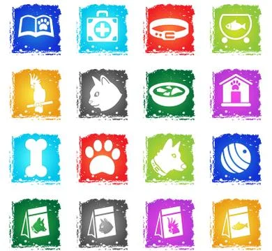 Goods for pets icon set Stock Illustration