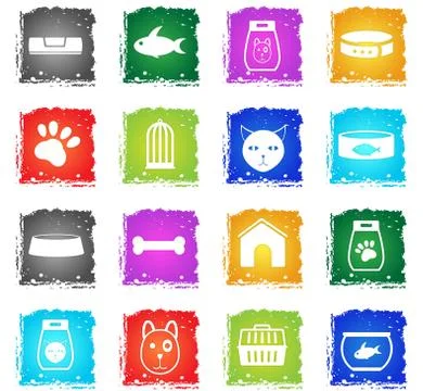 Goods for pets icon set Stock Illustration