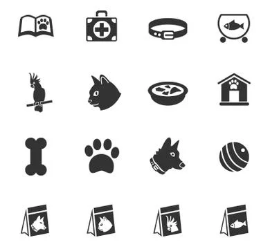 Goods for pets icon set Stock Illustration