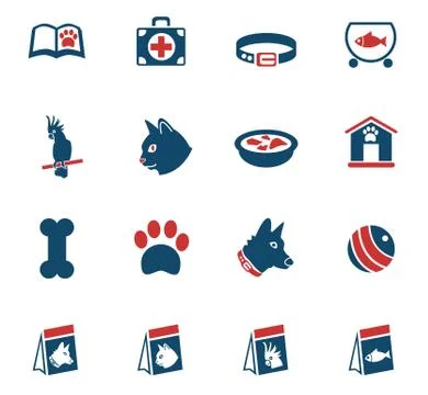 Goods for pets icon set Stock Illustration