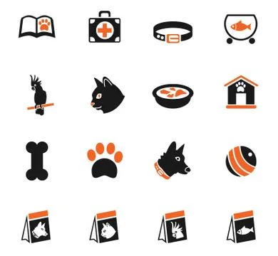 Goods for pets icon set Stock Illustration