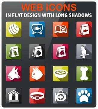 Goods for pets icon set Stock Illustration