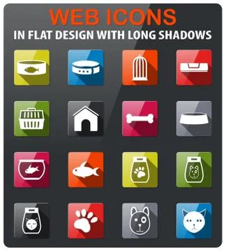 Goods for pets icon set Stock Illustration