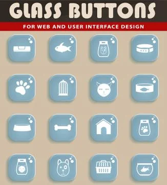 Goods for pets icon set Stock Illustration