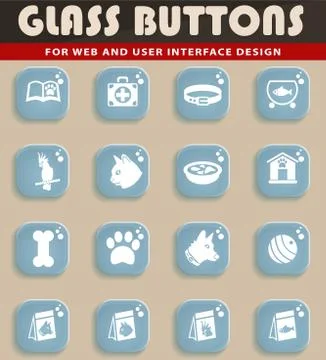 Goods for pets icon set Stock Illustration
