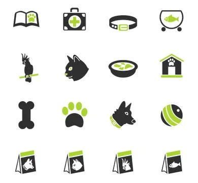 Goods for pets icon set Stock Illustration