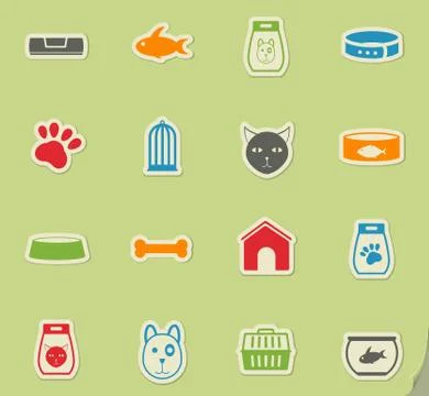 Goods for pets icon set Stock Illustration