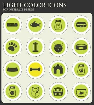 Goods for pets icon set Stock Illustration