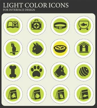 Goods for pets icon set Stock Illustration