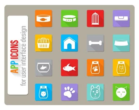Goods for pets icon set Stock Illustration