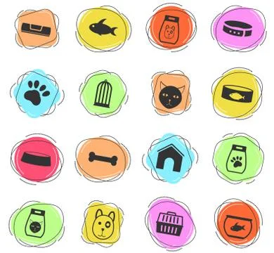 Goods for pets icon set Stock Illustration
