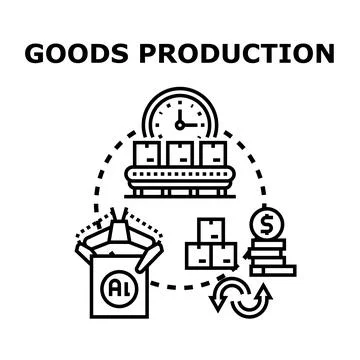 Goods production process with artificial intelligence and automation Stock Illustration