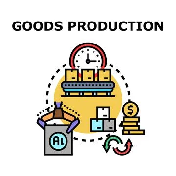Goods production process with artificial intelligence and automation Stock Illustration