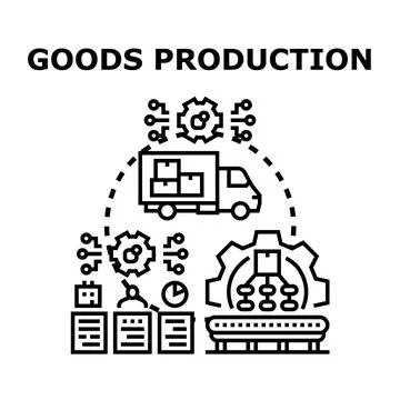 Goods production process illustrating logistics and delivery cycle Illustrazione stock