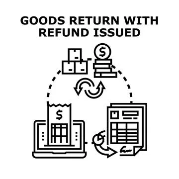 Goods return processing with an online refund issued Stock Illustration