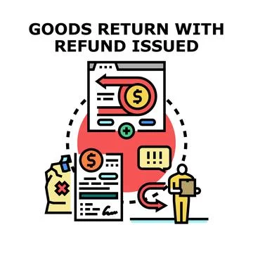 Goods return processing with refund issued concept Stock Illustration