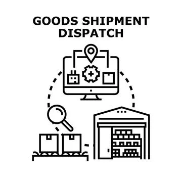 Goods shipment dispatch logistics and delivery process Stock Illustration