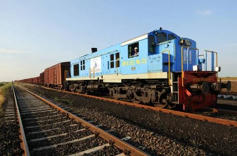 Goods train engine at Adani Power ; Mundra ; Kutch ; Gujarat ; India Copyr... Stock Photos
