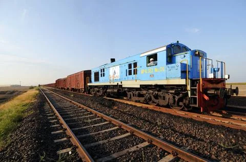 Goods train engine at Adani Power ; Mundra ; Kutch ; Gujarat ; India Copyr... Foto stock