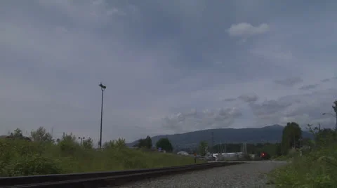 Goods train passes beside camera Stockbeeldmateriaal 24358566