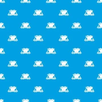 Goods train pattern vector seamless blue Stock Illustration