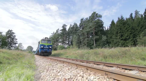 Goods train rides on a railway Video stock 1076532