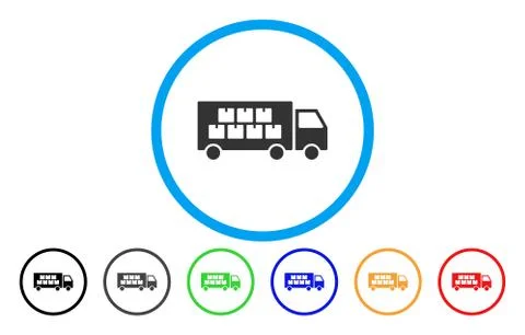 Goods Transportation Truck Rounded Vector Icon Stock Illustration