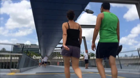 Goodwill Walking Bridge Stock Footage 33955872