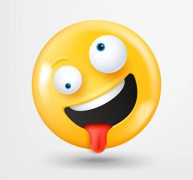 Goofy face emoticon 3d vector. Emoji isolated on white background Stock-Illustration