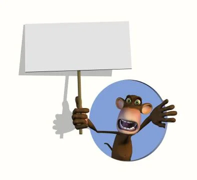 Goofy Monkey with Blank Sign Stock Illustration