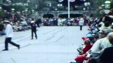 Goofy, Pluto and Mickey Mouse dancing on stage Stock Footage 83615922