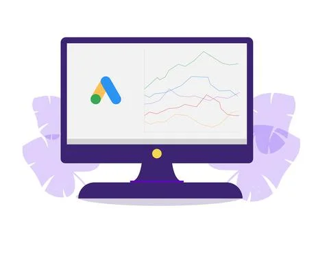Google ads analytics illustrations Stock Illustration