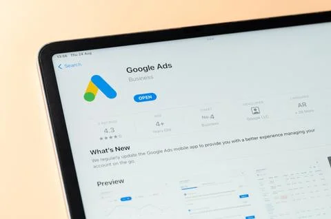 Google ads app in Apple store Stock Photos