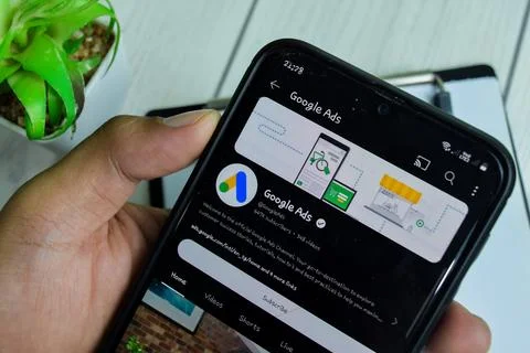 Google Ads application on Smartphone screen. Stock Photos