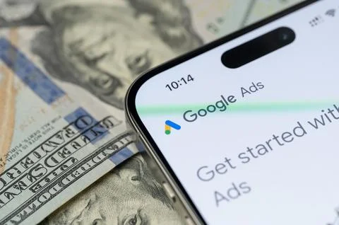 Google ads mobile menu Stock Photos