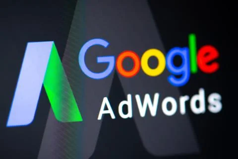 Google Adwords application  in web page of browser. Google AdWords is an onli Foto stock