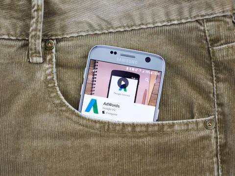 Google Adwords mobile application. Stock Photos