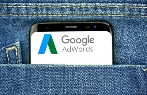 Google Adwords old logo and app Stock Photos