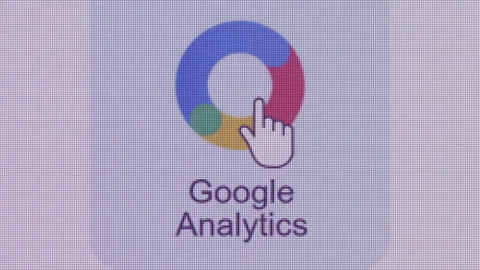 Google Analytics Icon Click Close Up Front Camera Stock Footage 218225736