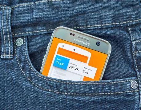 Google Analytics mobile application. Stock Photos