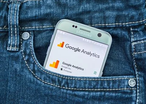 Google Analytics mobile application. Stock Photos
