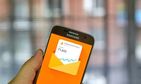 Google Analytics mobile application. Stock Photos